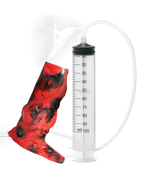 Creature Cocks Hell Hound Squirting Silicone Penis Enhancer - Red