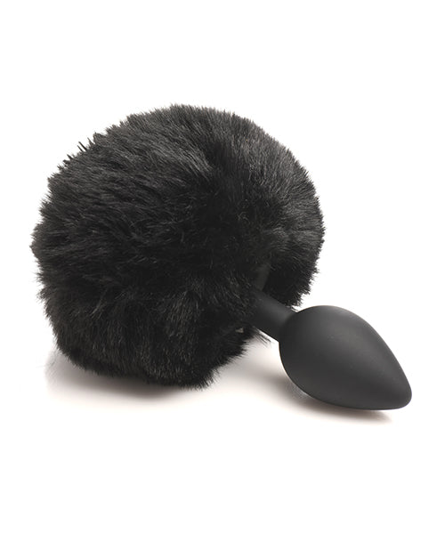 Tailz Fluffy Bunny Tail Silicone Plug - Black