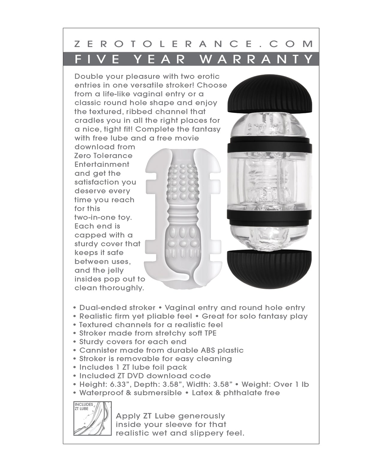 Zero Tolerance Zero Tolerance Double Decker Stroker - Black/Clear - Image 2
