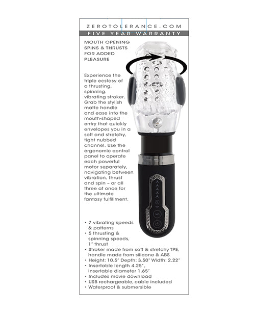 Zero Tolerance Zero Tolerance Thrill Ride Rechargeable Stroker - Black/Clear - Image 11