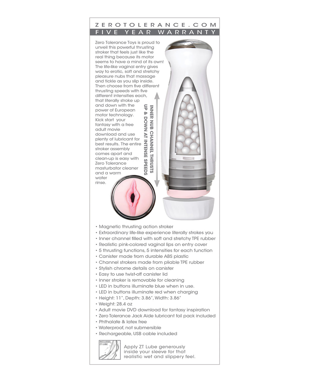 Zero Tolerance Zero Tolerance The Thrusting Stroker Rechargeable - White - Image 2