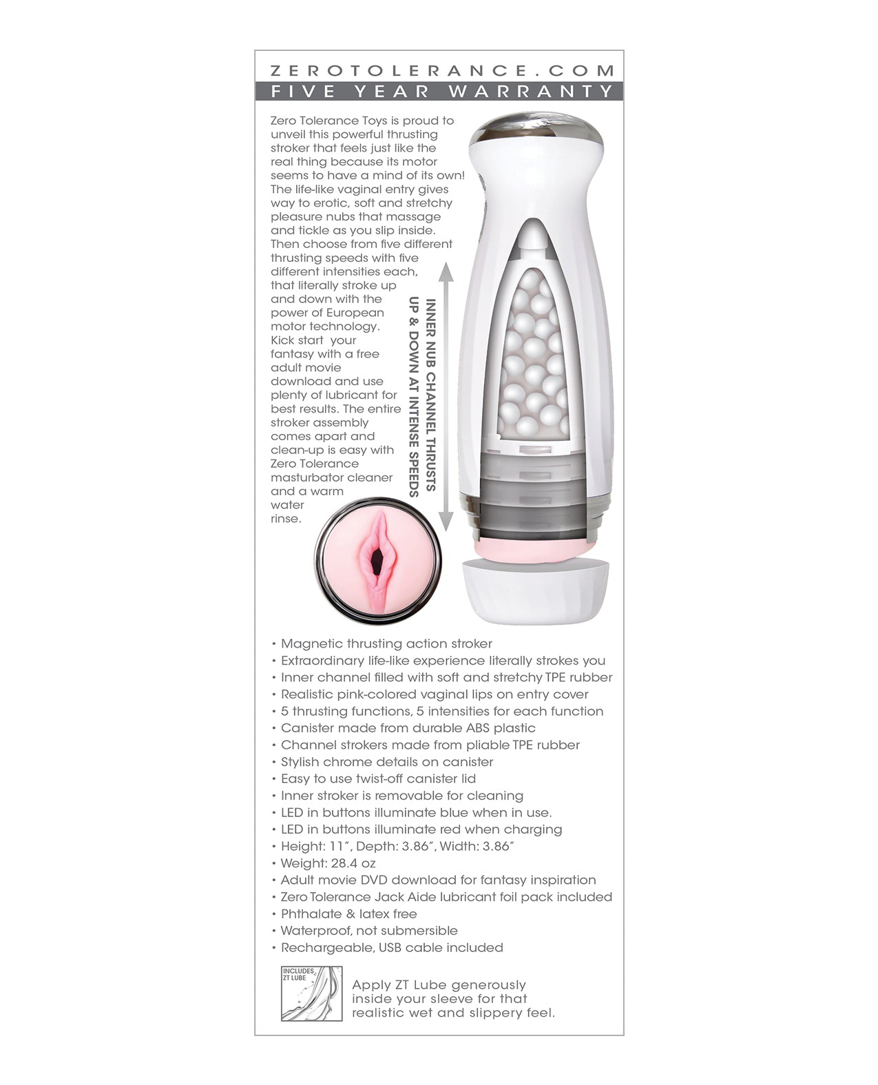 Zero Tolerance Zero Tolerance The Thrusting Stroker Rechargeable - White - Image 7